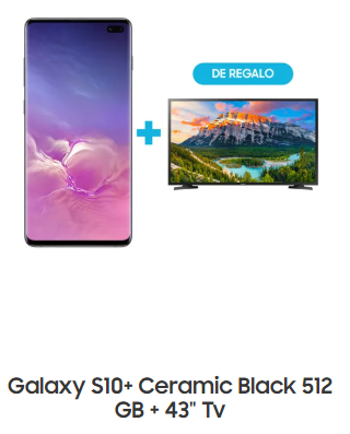 Samsung Galaxy S10+ Ceramic Black 512GB + TV 43” por $29,999